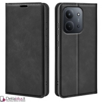 Dirbtinės odos atverčiamas šonu dėklas - juodas (Xiaomi Redmi 15C 5G)